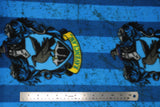Flat swatch Ravenclaw fleece (light and dark blue stripes with house crest and subtle black distressing lines)