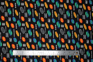 Group swatch assorted Seinfeld themed fabrics in various styles/colours