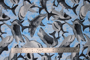Group swatch shark attack themed fabrics in various styles/colours