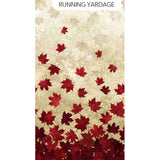 Square swatch Ombre fabric (beige marbled look fabric with red maple leaves tossed/floating up look with beige outlines)