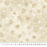 Square swatch Leaves Silhouette Cream/Beige fabric (light beige marbled look fabric with tossed white and beige outline and silhouette maple leaves allover)