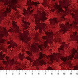 Square swatch Packed Leaves Red fabric (red marbled look fabric with tossed red maple leaves allover)