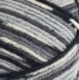Swatch of Patons Kroy Socks Yarn in shade slate jacquard (white, light to dark grey, black colourway)
