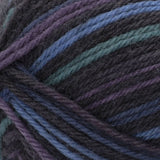 Swatch of Patons Kroy Socks Yarn in shade magic stripes (dark blue/green and purple shades colourway)
