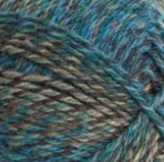 Swatch of Patons Kroy Socks FX Yarn in cascade (teal, beige and tan colourway)