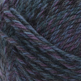 Swatch of Patons Kroy Socks FX Yarn in midnight (dark blues and purples colourway with twists)