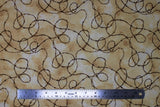 Flat swatch Barbed Wire fabric (neutral marbled look fabric with tossed barbed wire in dark brown curling allover)