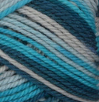 Seabreeze Ombre (teal, azure, pale grey) swatch of Patons Classic Wool Worsted