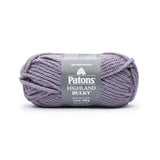 A ball of Patons Highland Bulky yarn in shade Lavender (pale purple)