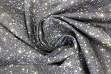 Swirled swatch black/gold fabric (black fabric with tiny tossed gold and white twinkling star shapes allover)