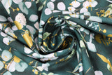 Swirled swatch home sweet home fabric (dark green marbled look fabric with large tossed white and yellow floral in lily of the valley look, with tossed greenery leaves)
