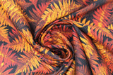 Swirled swatch autumn fern fabric (layered collage of realistic look red/orange fern leaves)