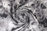 Swirled swatch smoke black fabric (black fabric with thick grey/white realistic look smoke pattern allover)