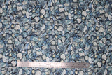 Flat swatch pebbles blue fabric (layered collage realistic look stones/pebbles in various styles and shapes all with a blue/grey colourway)