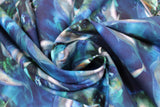 Swirled swatch Portraits fabric (underwater look fabric with circular bubbles with dolphin images within)