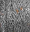 Swatch of Caron Simply Soft Tweeds yarn in grey shade with brown tweed flecks