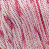 Swatch of Caron Simply Soft Speckle yarn in shade lipstick (pink yarn with medium and dark pink speckles)