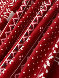 Swirled swatch winter themed flannel in Moose stripes (Christmas sweater look stripes with white pixel moose on red)