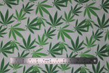 Flat swatch pot leaf print fabric on white
