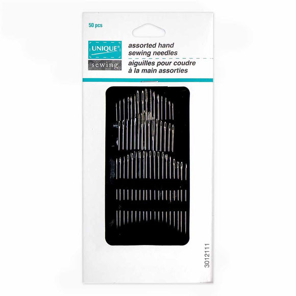 Pack of 50 assorted handsewing needles in packaging