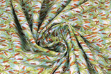 Swirled swatch Cattails fabric (lake water with cattail flowers/plants allover)