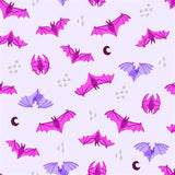 Square swatch Mysterious Metallic fabric (palest purple grey fabric with tossed drawn style bats in shades of purple and crescent moons)