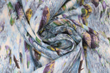 Swirled swatch river fabric (light to dark blue marbled water look fabric with mossy green and grey rocks throughout and white mist look)