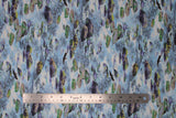 Flat swatch river fabric (light to dark blue marbled water look fabric with mossy green and grey rocks throughout and white mist look)