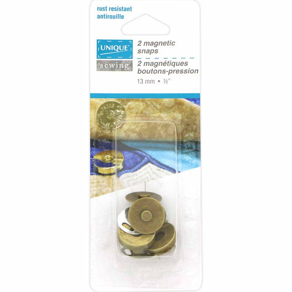 Magnetic Snaps 12mm - Antique Gold - 2pc