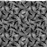Square swatch Bats fabric (grey fabric with subtle white marbled look and layered tossed bats in black and grey silhouette/shadow look)