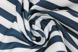 Swirled swatch stripes fabric (white and navy horizontal striped fabric)