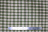 Flat swatch green and white medium sized gingham print fabric