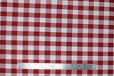 Flat swatch red and white medium sized gingham print fabric