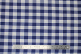Flat swatch royal blue and white medium sized gingham print fabric