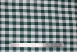 Flat swatch green and white medium sized gingham print fabric