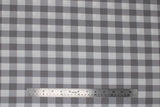 Flat swatch grey and white medium sized gingham print fabric