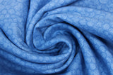 Swirled swatch blue (medium blue) Swirly Cotton Flanelette fabric (subtle swirly pattern allover)