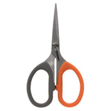 4.5" embroidery scissors out of packaging (grey and orange handles)