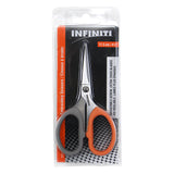 4.5" embroidery scissors in packaging (grey and orange handles)