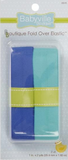 Small package of precut 1" fold over diaper elastics (light blue and dark blue)
