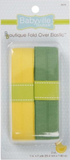 Small package of precut 1" fold over diaper elastics (yellow and faded green)