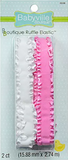 Package of precut decorative elastic from Babyville (white and pink elastic with side ruffles)