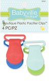 Babyville Pacifier Clips in packaging set of 4 (white, green, red, blue)