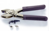 Set of snap applicators/piercing pliers with purple grip handles