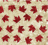 Square swatch Oh Canada collection fabric (light grey/beige fabric with red maple leaves tossed)