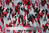 Flat swatch camo printed cotton in red