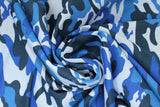 Swirled swatch camo printed cotton in blue