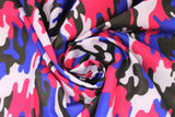 Swirled swatch camo printed cotton in pink & blue