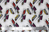 Swatch of Nascar licensed fabrics in Team Nascar track (white)