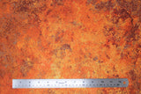 Flat swatch marbled orange fabric (orange, rust, yellow marbled look fabric)